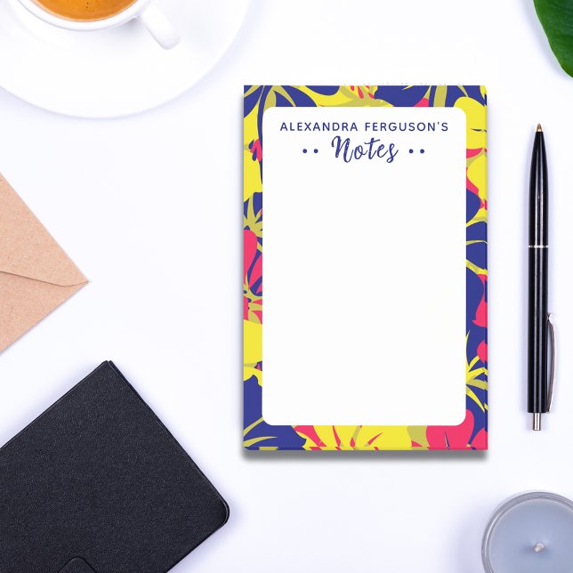 Chic Tropical Purple Pink Yellow Floral Pattern Post-it Notes (Creator Uploaded)