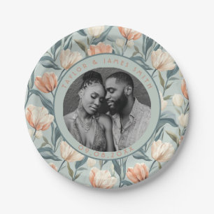 Chic Tulip Wedding Paper Plate For Newlywed Gift