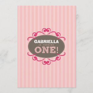 Chic Turning 1 Birthday Party Invitation (pink)