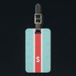 Chic turquoise abstract geometric pattern monogram luggage tag<br><div class="desc">Chic bold modern elegant stylish decorative turquoise blue geometric abstract pattern design, the cute contemporary modern abstract geometric pattern in turquoise blue and red stripe give this bold clean design a contemporary and classic look. Cool unique gifts for her. Custom the personalized monogram with your own initials or name, you...</div>