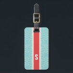 Chic turquoise abstract geometric pattern monogram luggage tag<br><div class="desc">Chic bold modern elegant stylish decorative turquoise blue geometric abstract pattern design, the cute contemporary modern abstract geometric pattern in turquoise blue and red stripe give this bold clean design a contemporary and classic look. Cool unique gifts for her. Custom the personalized monogram with your own initials or name, you...</div>