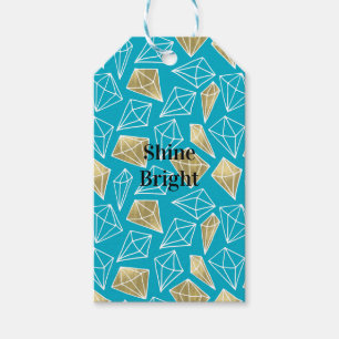 Chic Turquoise Blue Aqua Gold Diamonds Gift Tags