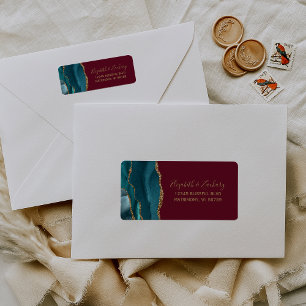 Chic Turquoise Gold Burgundy Mariage Adresse de re