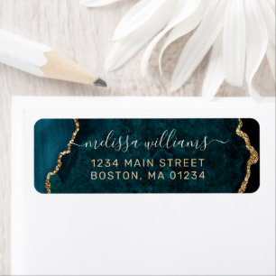 Chic Turquoise Gold Parties scintillant Agate Mono
