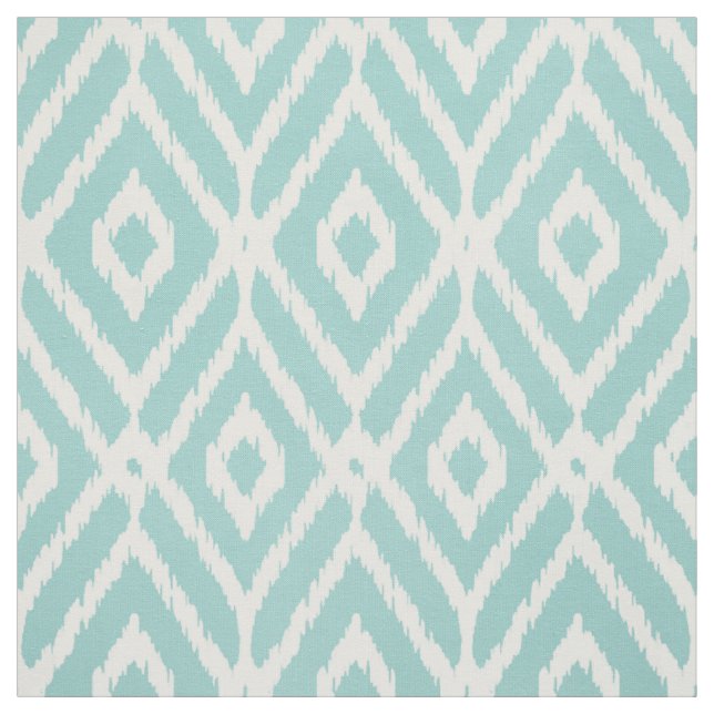 Chic turquoise ikat tribal diamond pattern fabric (Swatch)