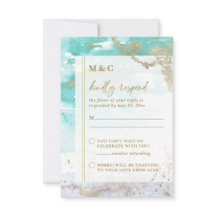 Chic Turquoise Lavender Gold Abstract Art Wedding