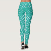 Chic Turquoise Small Polka Dots Pattern Fashion Leggings (Back)