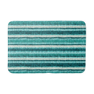 Chic turquoise striped bath mat