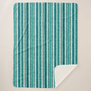 Chic turquoise striped fleece blanket