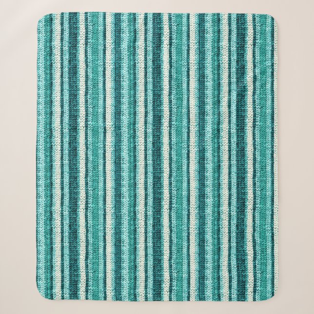 Chic turquoise striped  fleece blanket (Front)