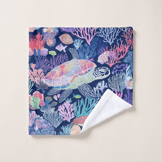 Chic turtle corals wash cloth (Wash Cloth)