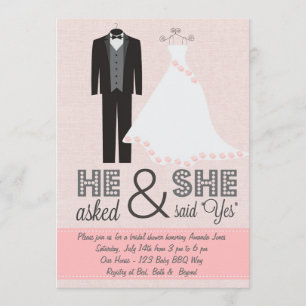 Chic Tux and Dress Bridal Shower Invitation