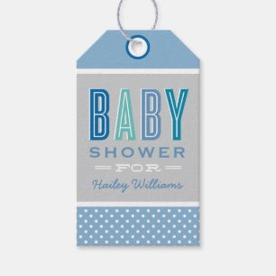 Chic Type Baby Boy Shower Blue and Grey Gift Tags