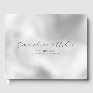 Chic Type Script Serif Custom Pearlescent Wedding Guest Book