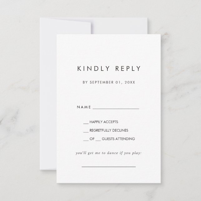 Chic Typographie Demande de chanson Carte RSVP (Devant)