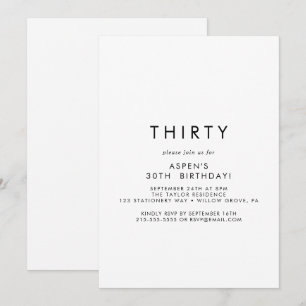 Chic Typography 30th Birthday Party Invitation