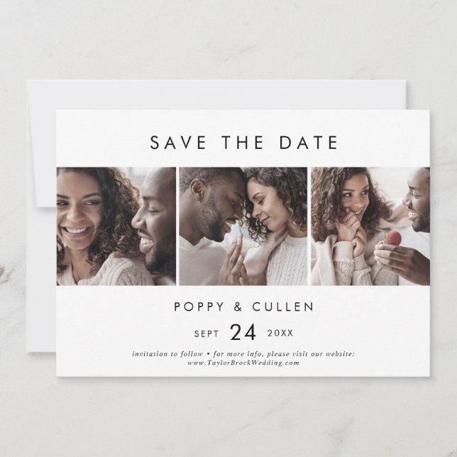 Chic Typography 3 Photo Template Save the Date (Front)