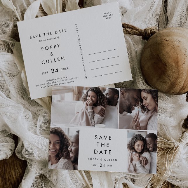 Chic Typography 4 Photo Template Save the Date (Creator Uploaded)