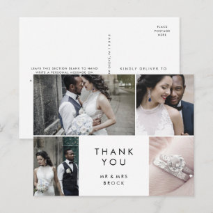 Chic Typography 4 Photo Template Thank You Postcard
