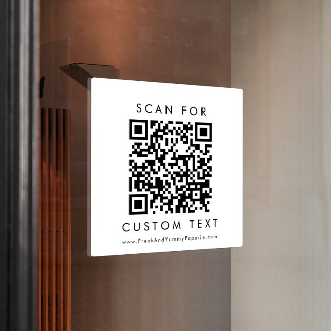 Chic Typography Business Custom QR Code Window Cling (Creator Uploaded)