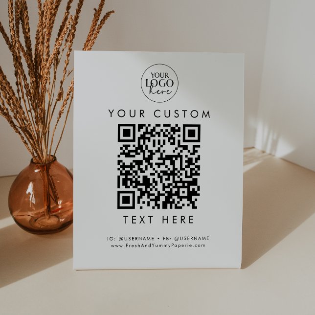Chic Typography Business Logo Custom QR Code Pedestal Sign (Creator Uploaded)