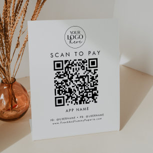 Chic Typography Business Logo Scan To Pay Pedestal Sign