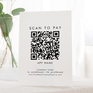 Chic Typography Business Scan To Pay Pedestal Sign