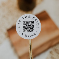 Chic Typography Buy Bride A Drink QR Code Circular