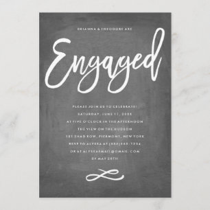 Chic Typography Chalkboard Engaged Engagement Invitation