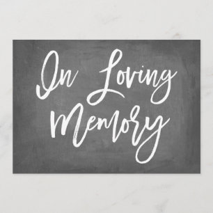 Chic Typography Chalkboard In Loving Memory Print Invitation
