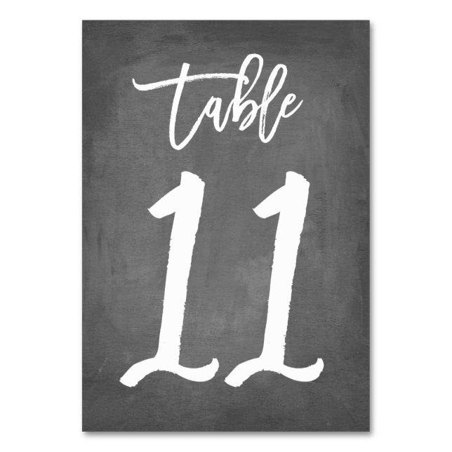 Chic Typography Chalkboard Table Number | Table 11 (Front)