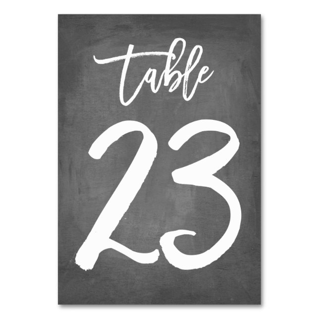 Chic Typography Chalkboard Table Number | Table 23 (Front)