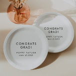 Chic Typography Congrats Grad Graduation Paper Plate<br><div class="desc">These chic typography congrats grad graduation paper plates are perfect for a modern grad party. The simple design features classic minimalist black and white typography with a rustic boho feel. Customizable in any colour. Keep the design minimal and elegant, as is, or personalize it by adding your own graphics and...</div>