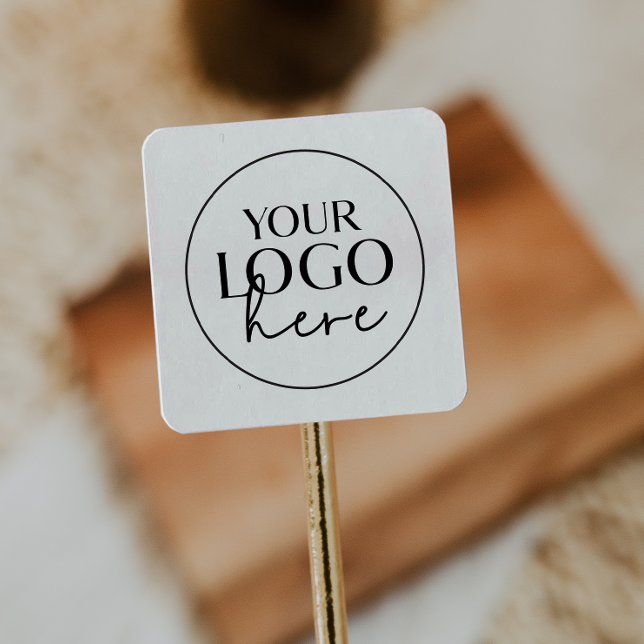 Chic Typography Custom Small Business Logo Square Sticker (Creator Uploaded)
