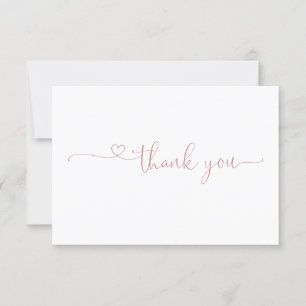 Chic Typography Elegant Dusty Pink Heart Thank You Card