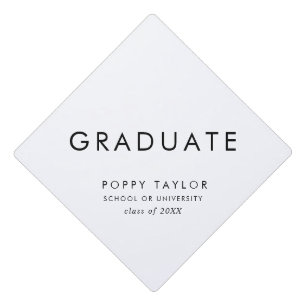 Chic Typography Graduate Name and Class Year Graduation Cap Topper