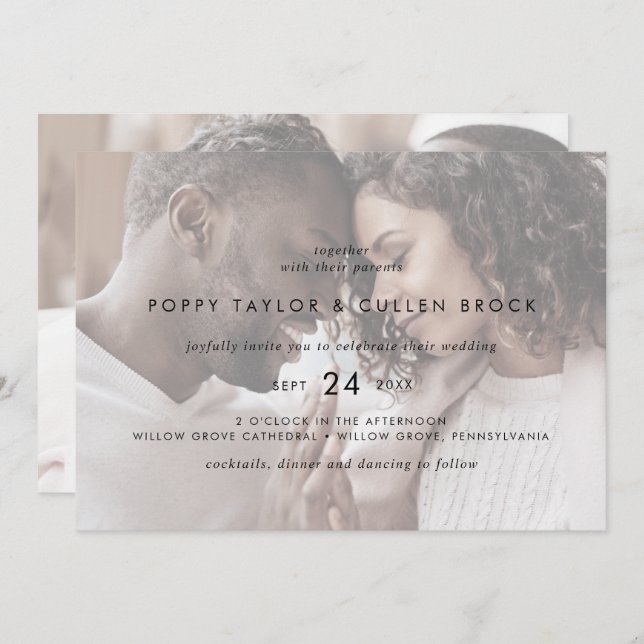 Chic Typography | Horizontal Photo Wedding Invitation (Front/Back)