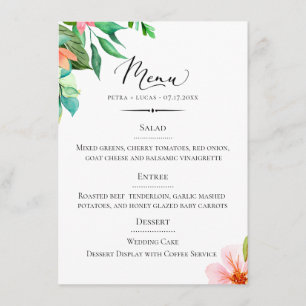 Chic Typography Island Floral Wedding Menu