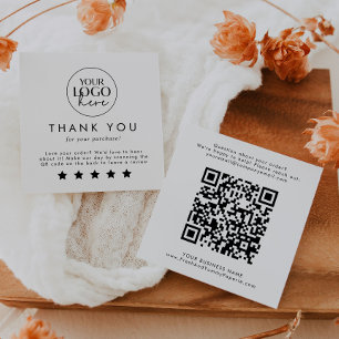 Chic Typography Logo QR Code Leave A Review Square Business Card