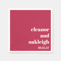 Chic Typography Magenta Red Ivory Custom Wedding