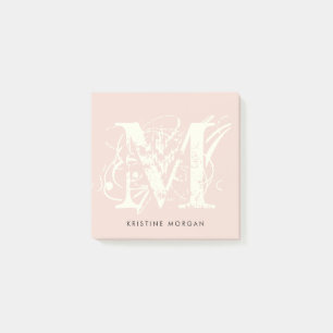 Chic typography monogram name post-it notes