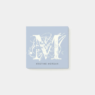 Chic typography monogram name post-it notes
