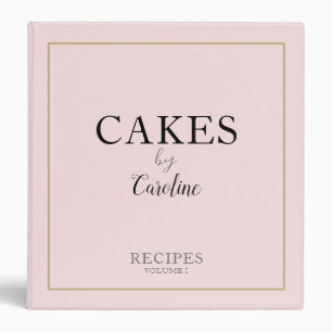 Chic Typography Name Blush Pink Business Recipes  Binder