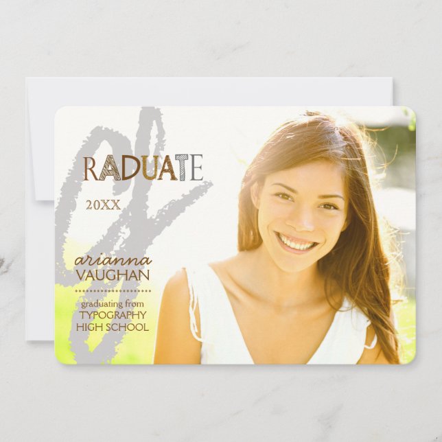 Chic Typography Photo Graduation Invitation (Front)