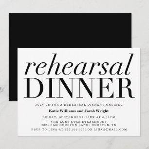 Chic Typography Rehearsal Dinner Invitations