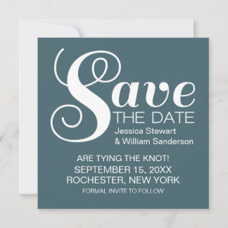 Chic Typography Save the Date Invite, Blue