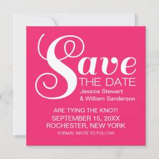 Chic Typography Save the Date Invite, Pink