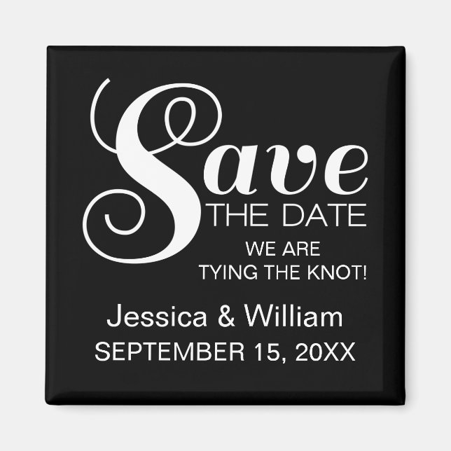 Chic Typography Save the Date Magnet, Black Magnet (Front)
