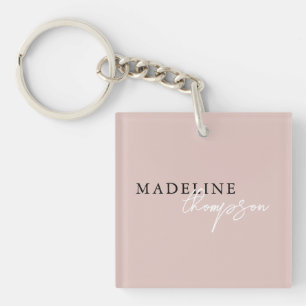 Chic Typography Script Boho Pale Pink Beige Girly Keychain