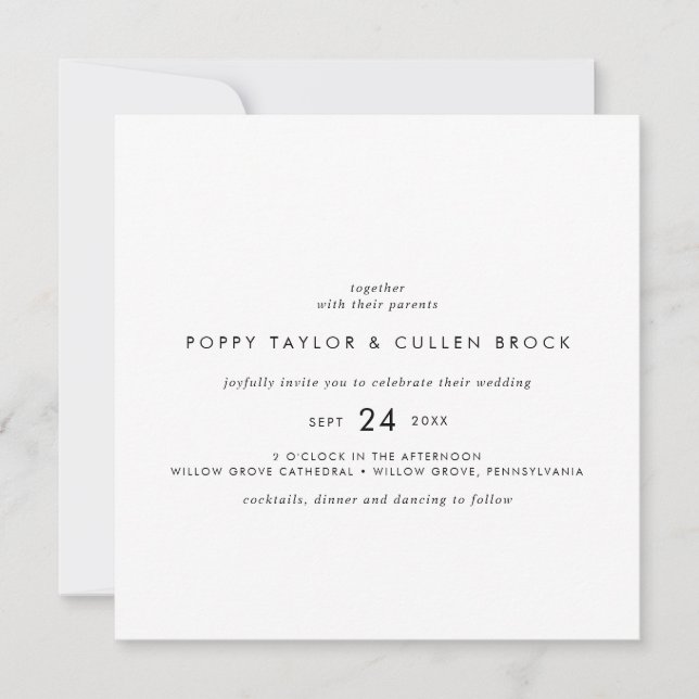 Chic Typography Square Wedding Invitation (Front)